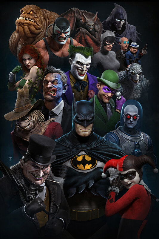 Batman and His Enemies — Black, Dramatic