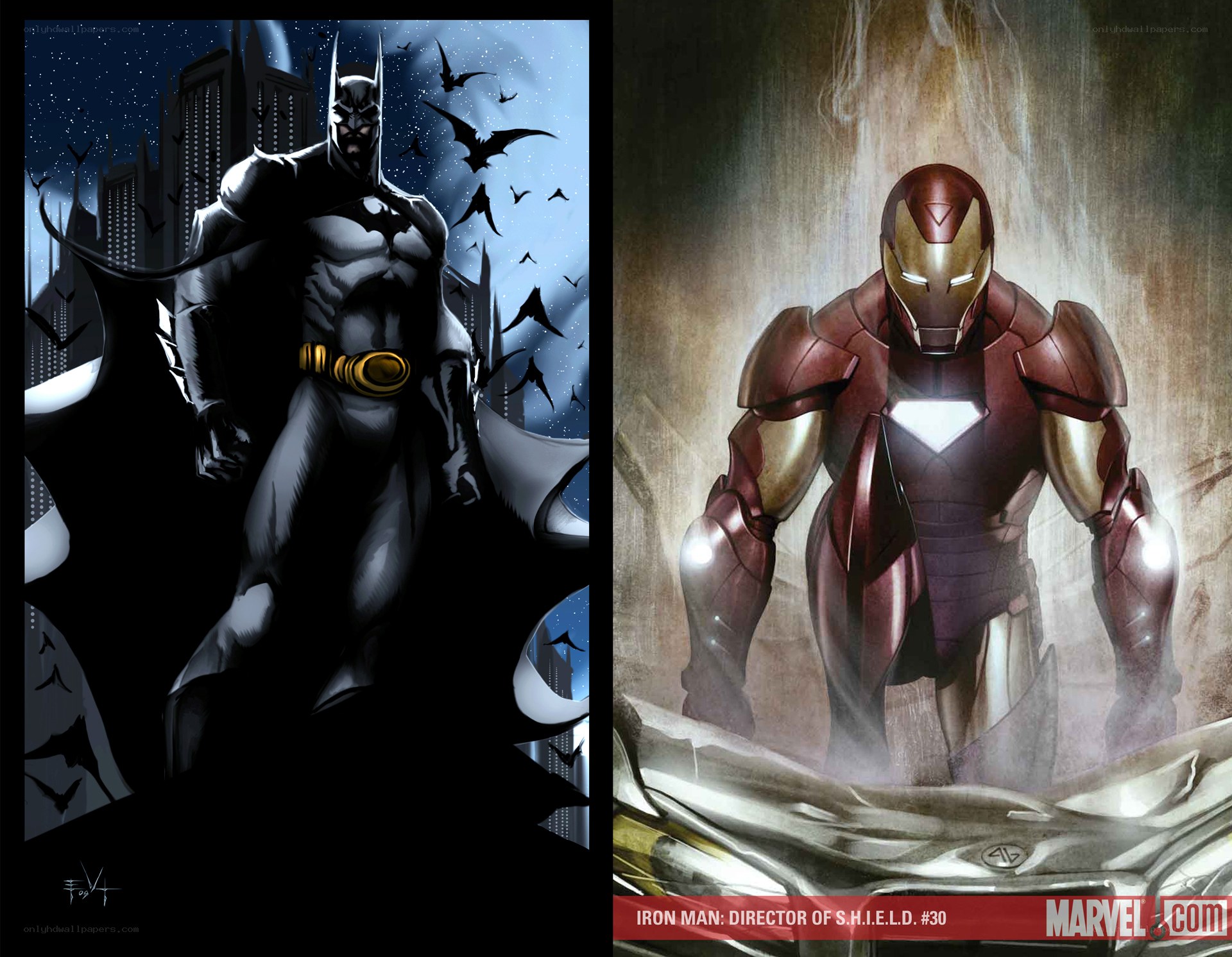 Batman and Iron Man artwork