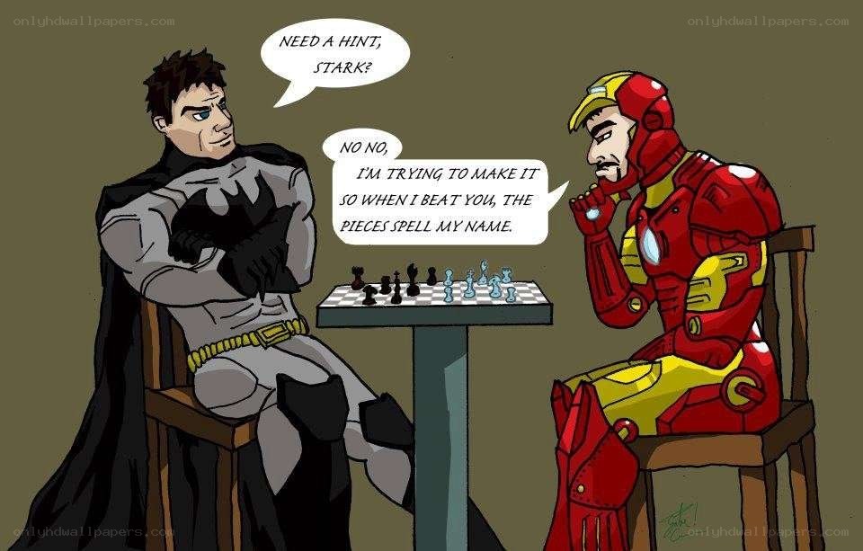 Batman and Iron Man chess game