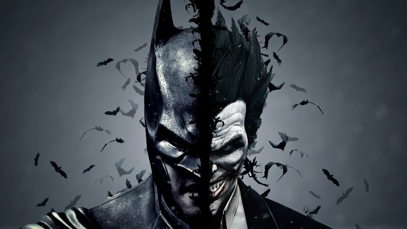 Batman and Joker Split Face — Gray