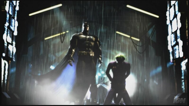 Batman and Joker Standing — Black, Dramatic, Night, 3d Render, Rain, Lighting