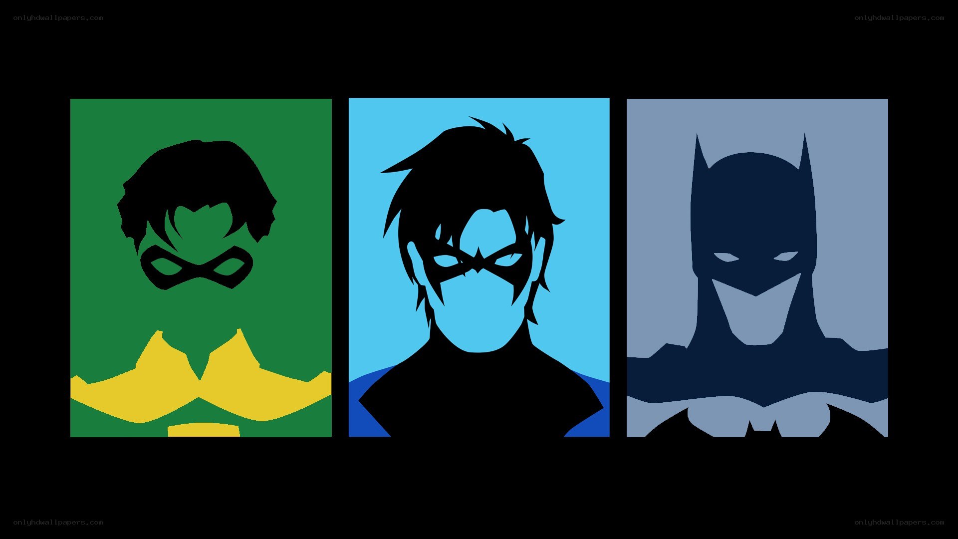Batman and Robin character silhouettes