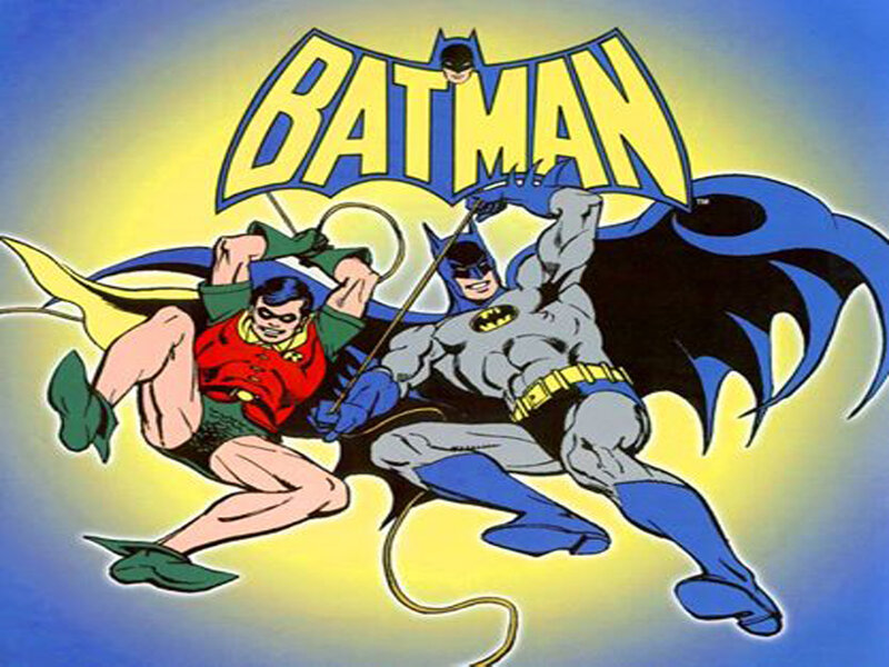 Batman and Robin Flying — Blue, Heroic