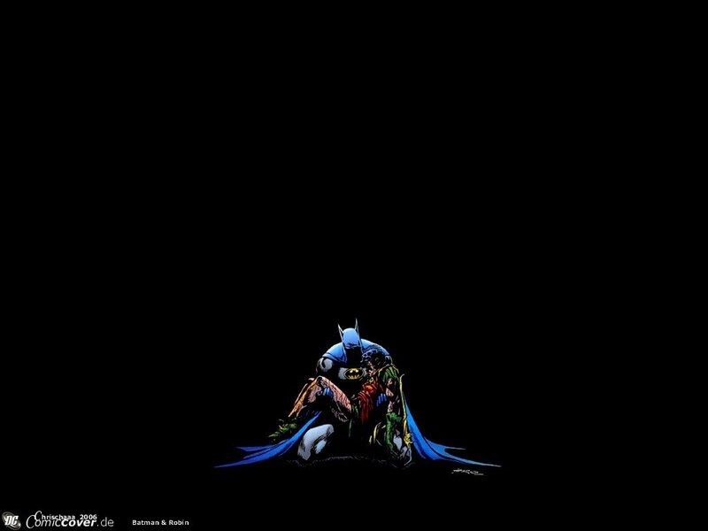 Batman and Robin hug
