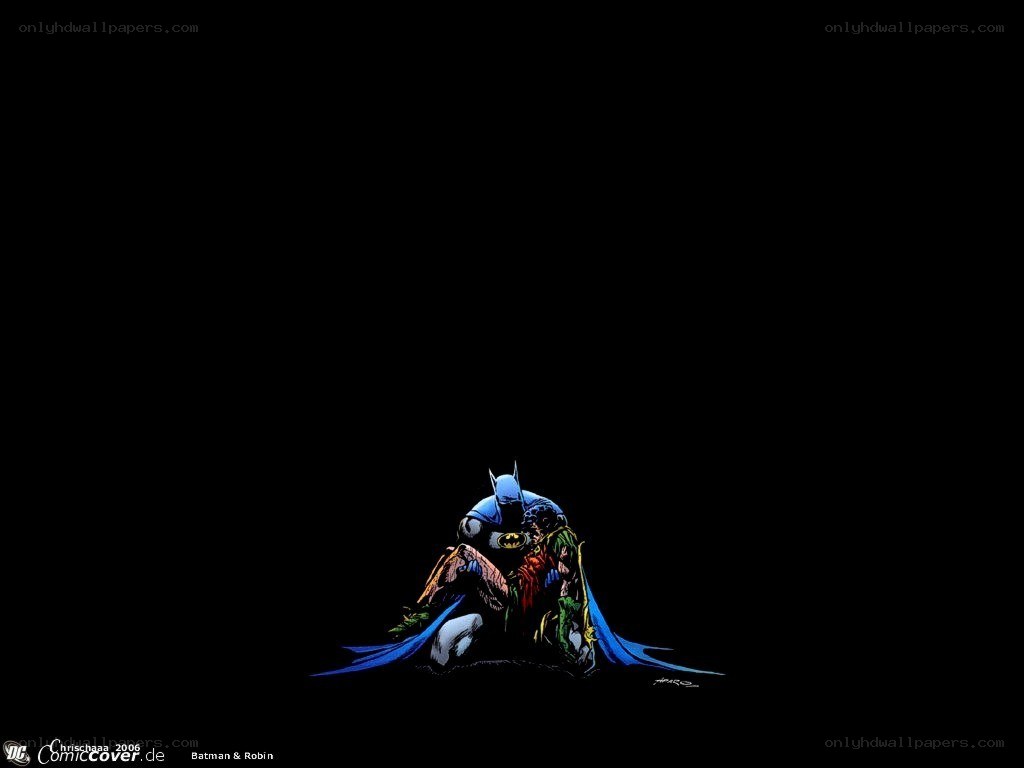 Batman and Robin hug