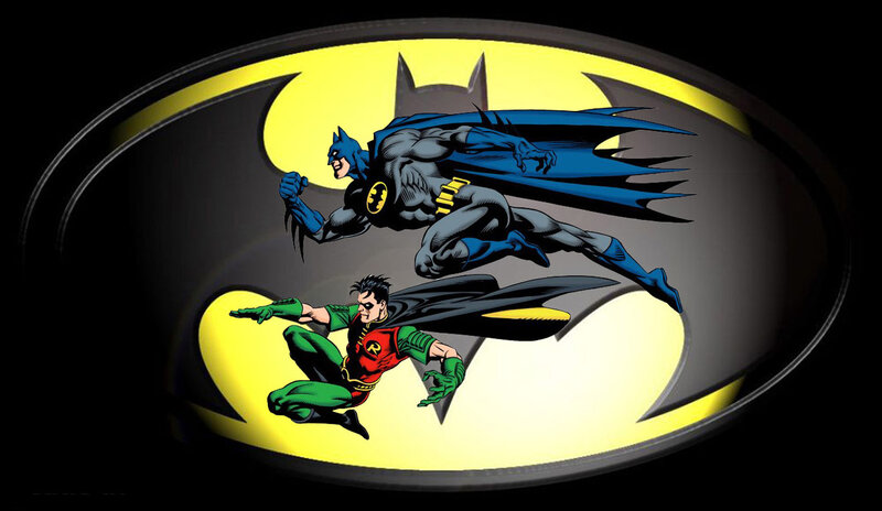 Batman and Robin in Flight — Yellow