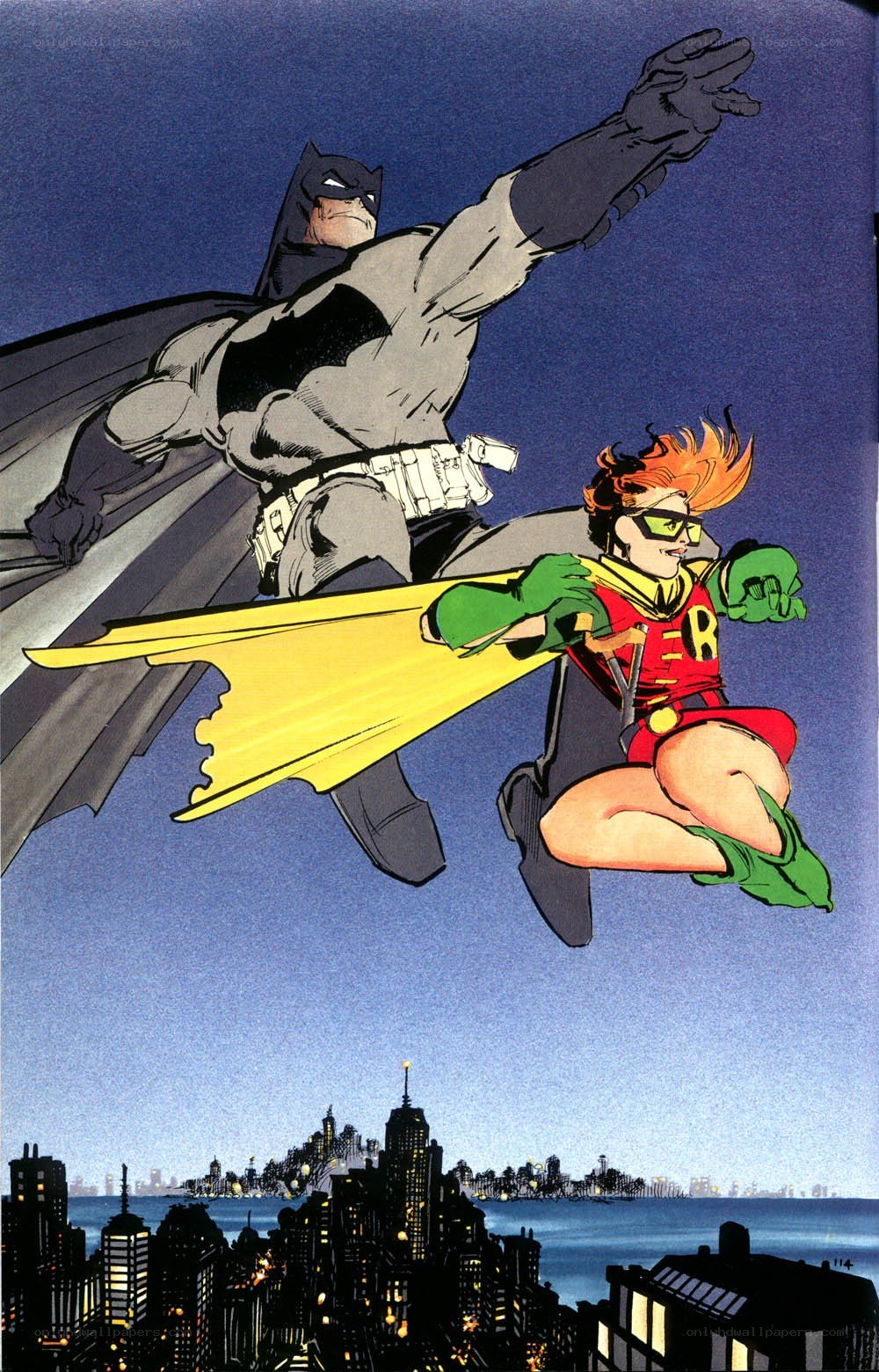 Batman and Robin in flight