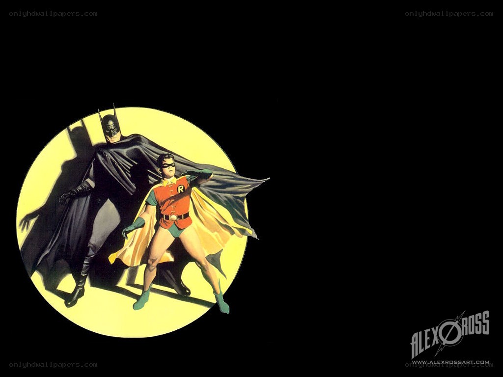 Batman and Robin in spotlight