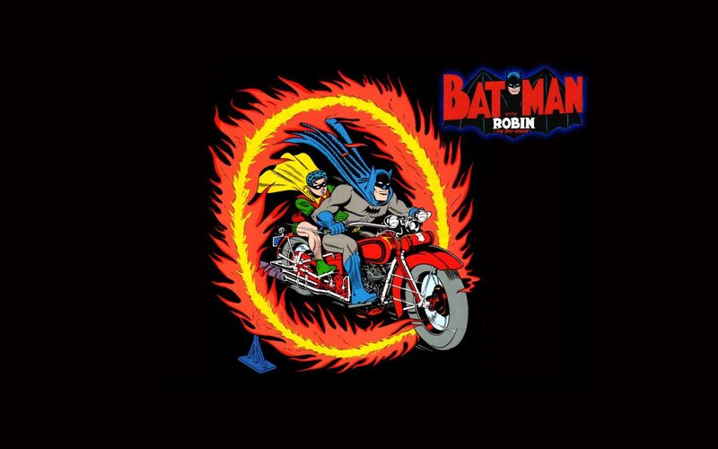 Batman and Robin on motorcycle