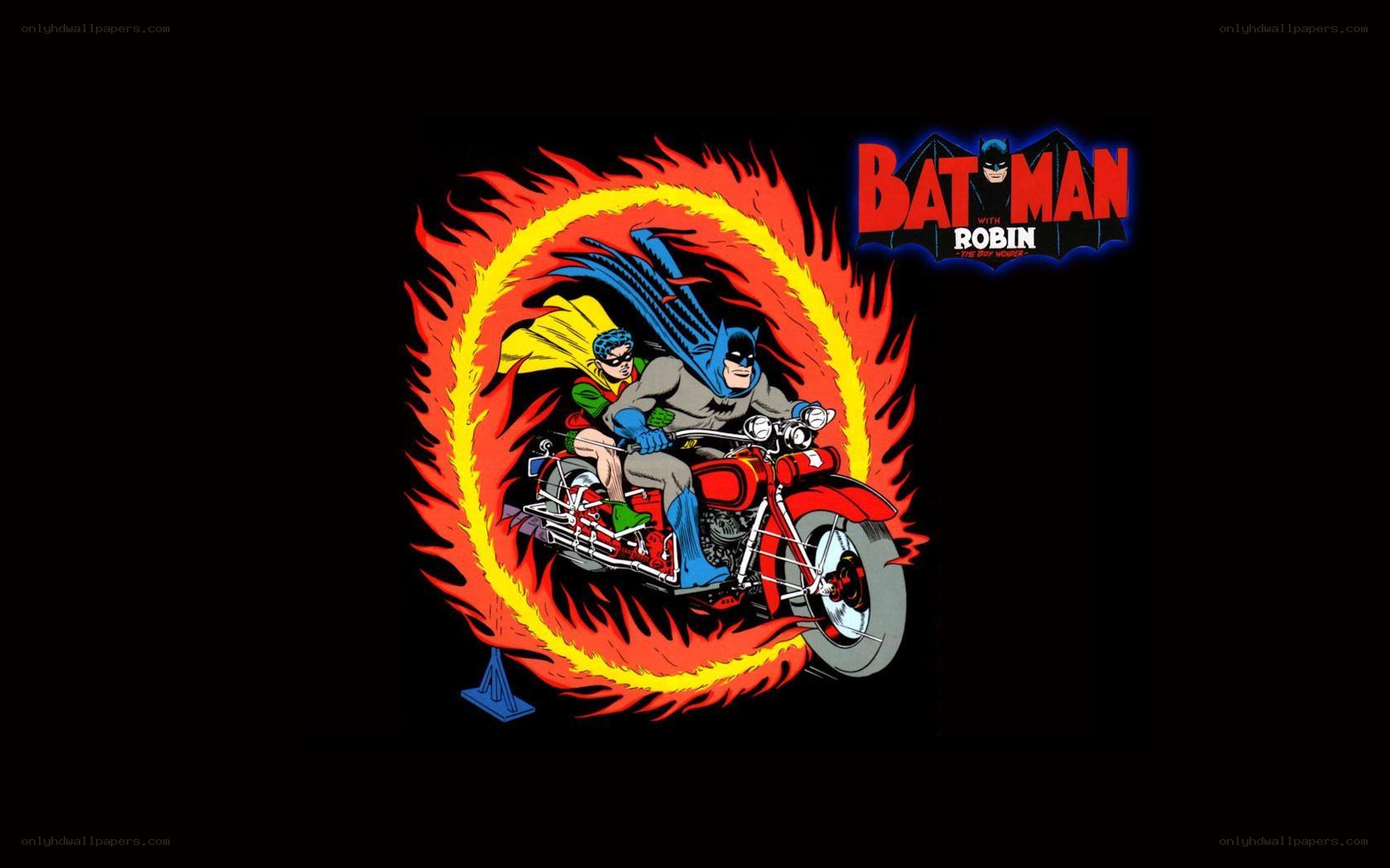Batman and Robin on motorcycle