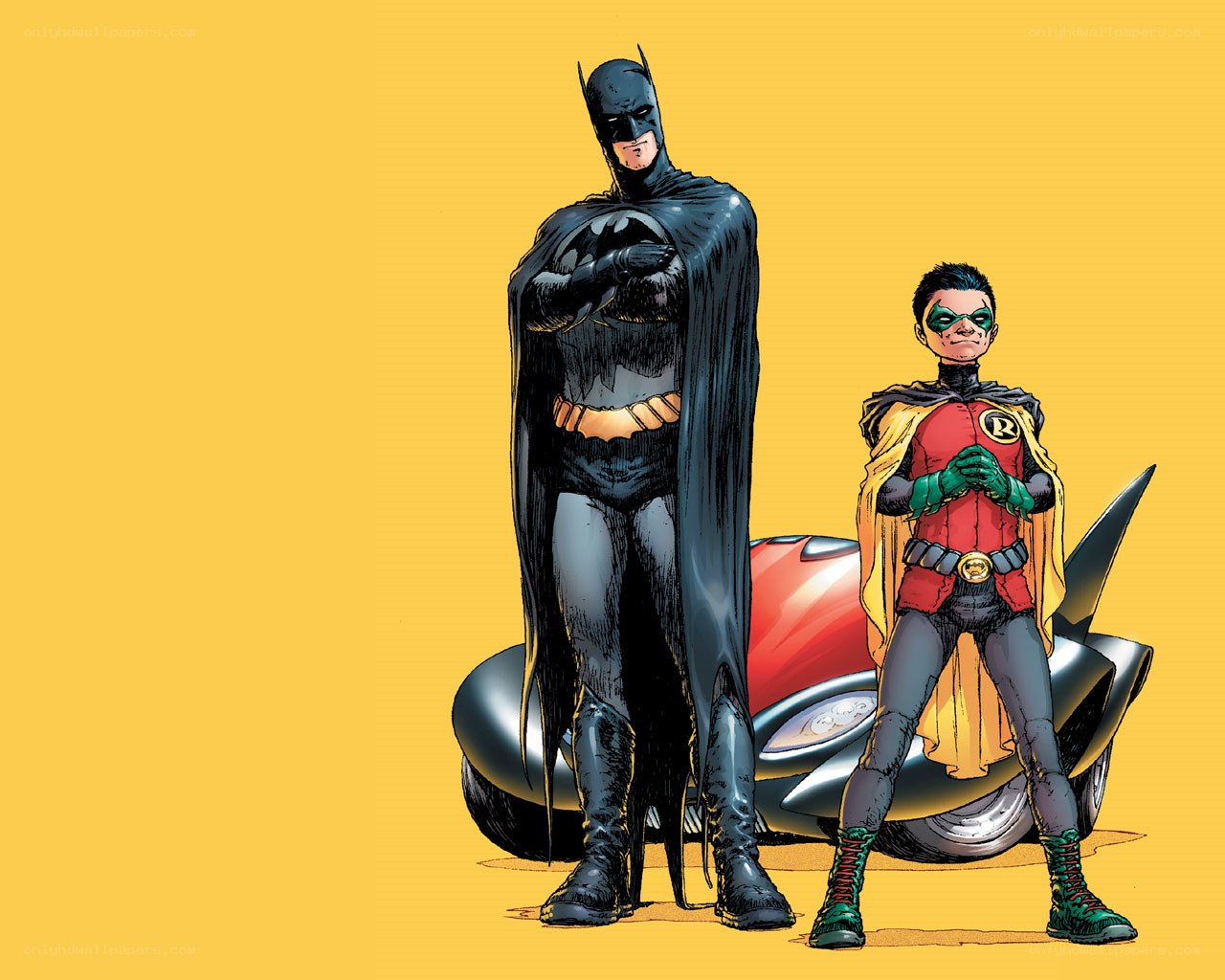 Batman and Robin stand together