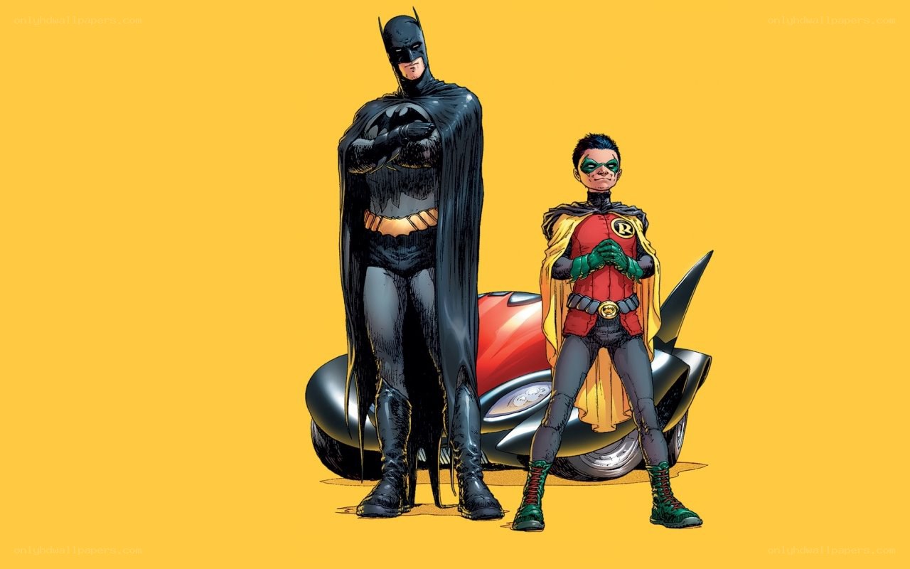 Batman and Robin stand together