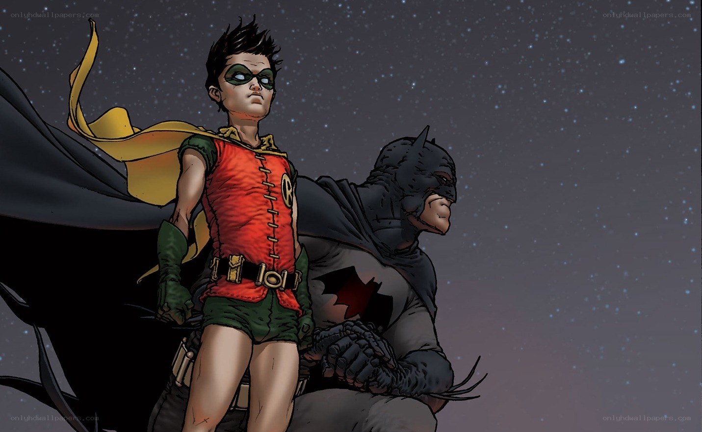 Batman and Robin stand together