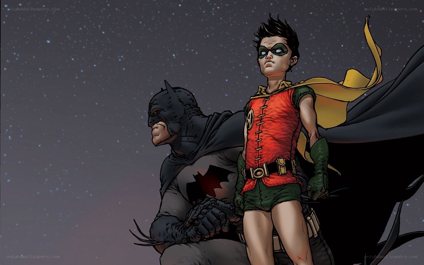 Batman and Robin stand together