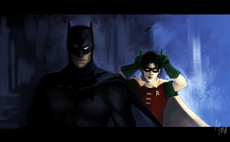 Batman and Robin standing together