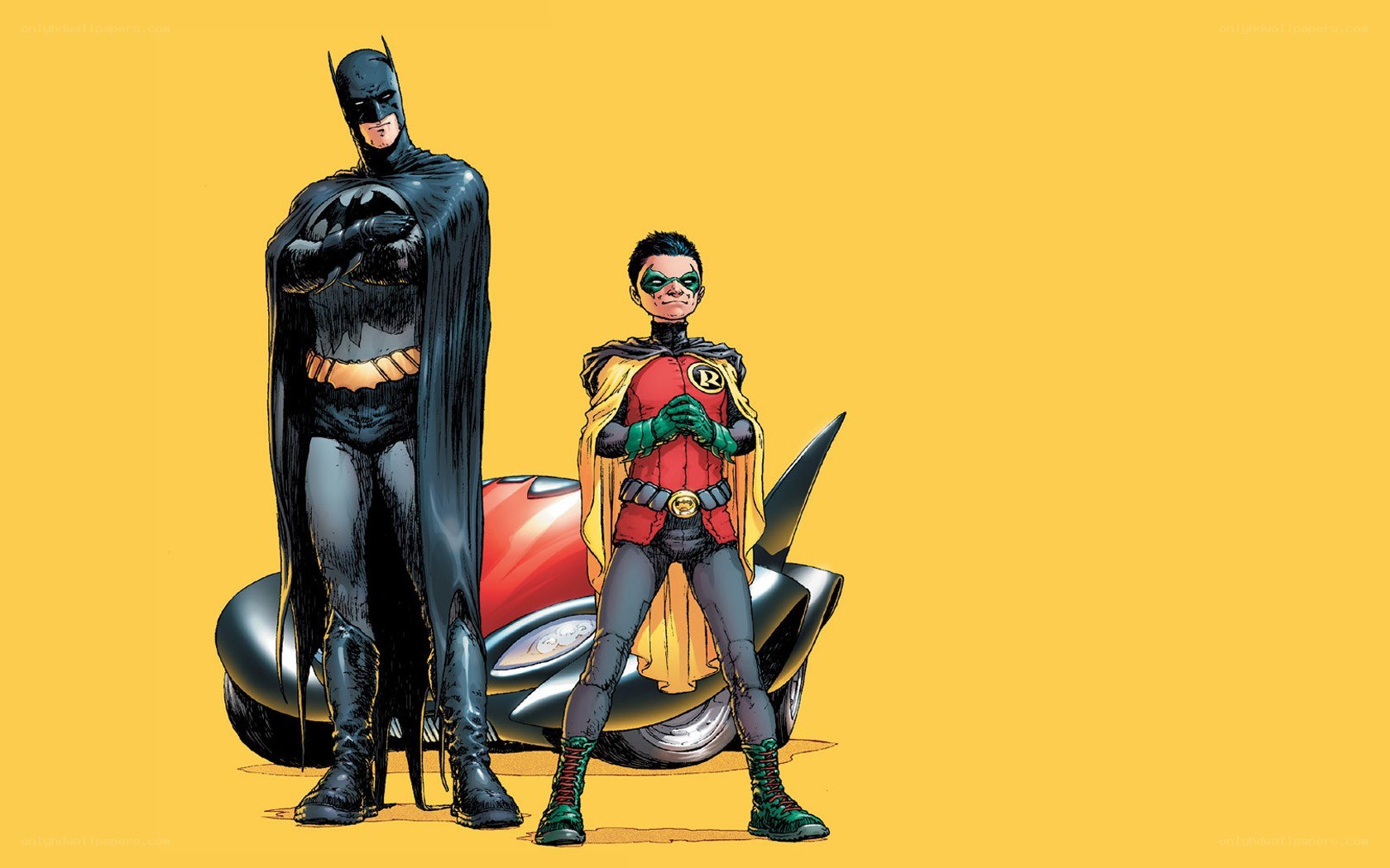 Batman and Robin standing together