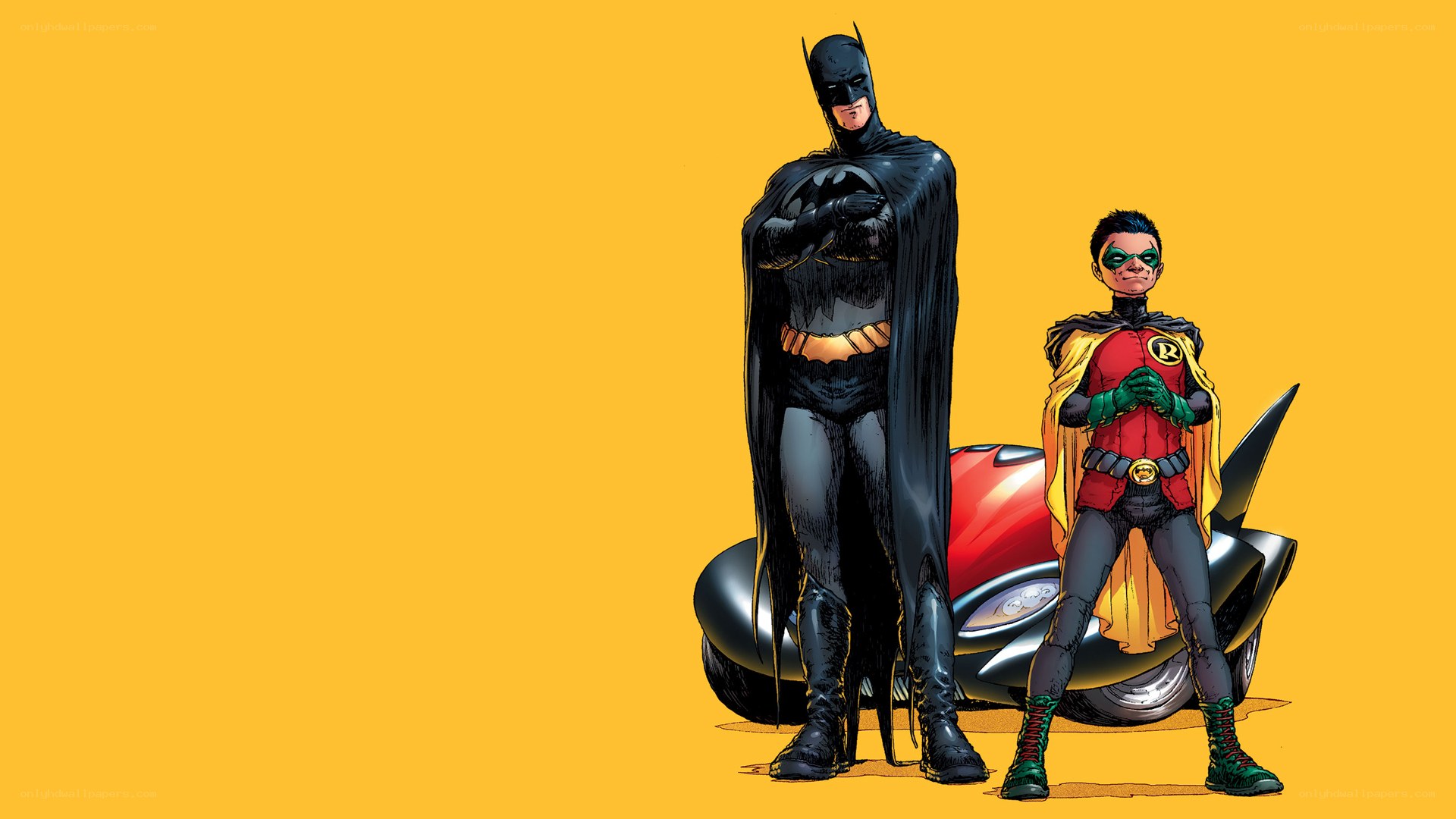 Batman and Robin standing together