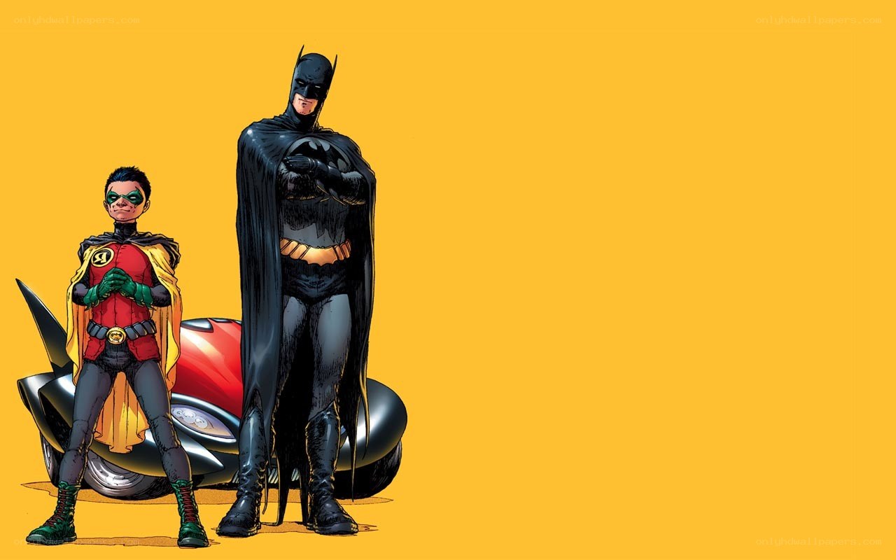 Batman and Robin standing together