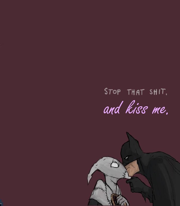 Batman and Scarecrow kiss