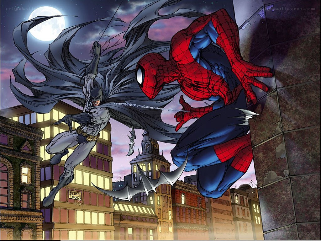 Batman and Spider-Man in action