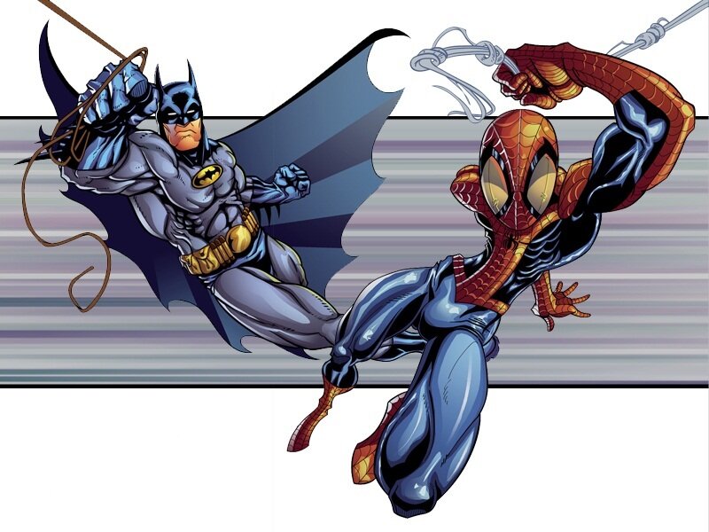 Batman and Spider-Man in action