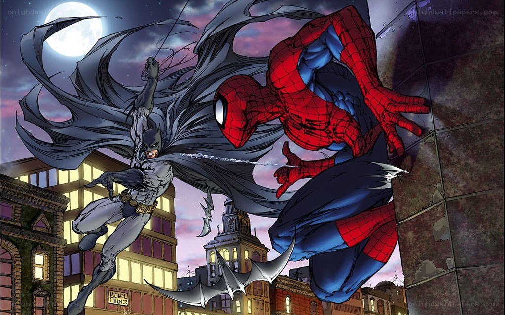 Batman and Spider-Man in action