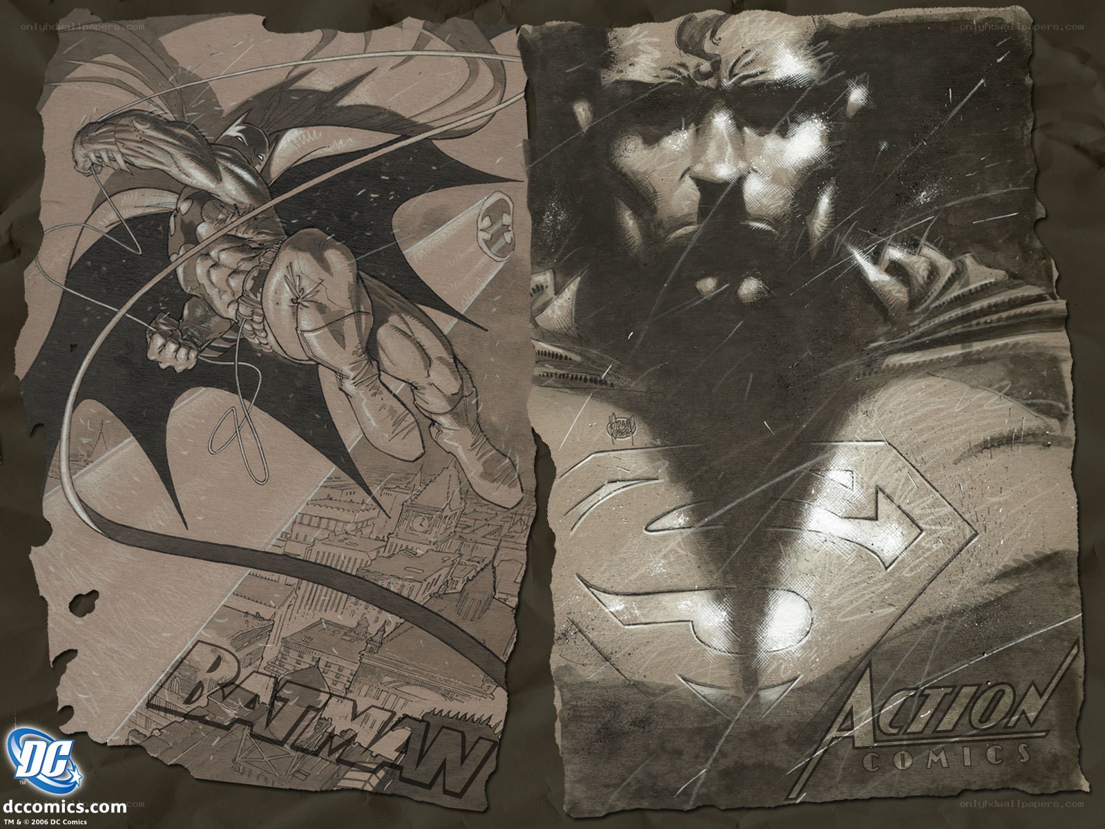 Batman and Superman action art