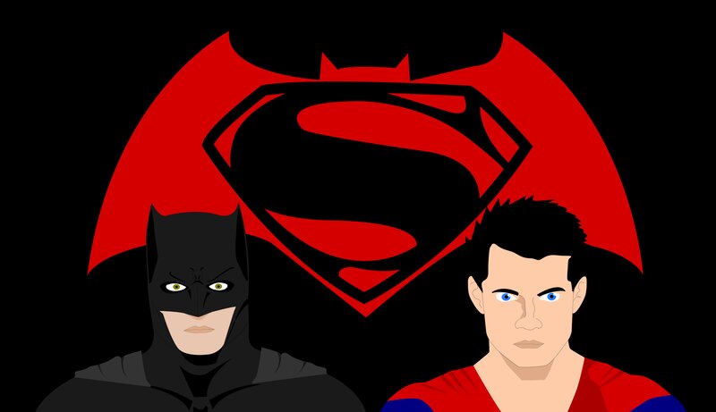 Batman and Superman — Black, Dramatic, Digital Art
