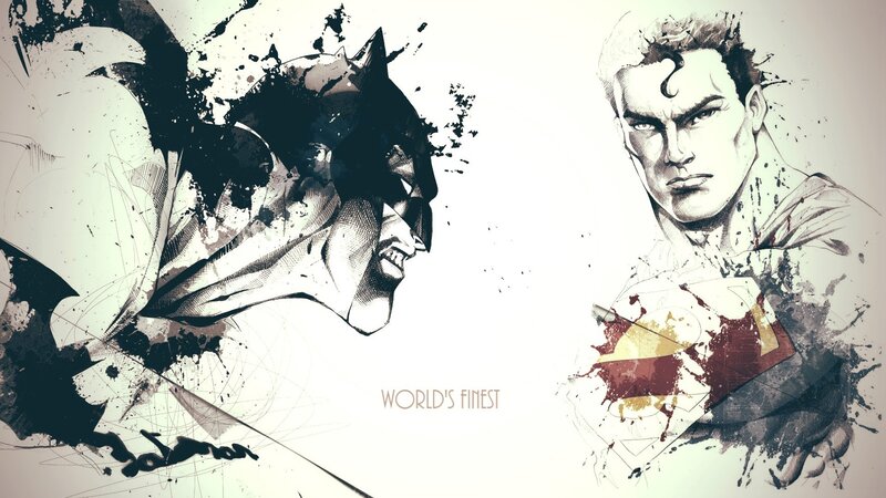 Batman and Superman — Black, Dramatic, Illustration