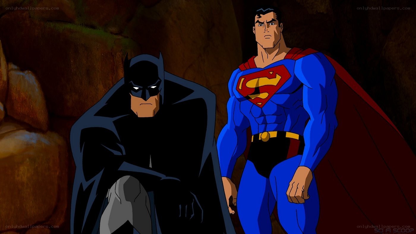 Batman and Superman in cave