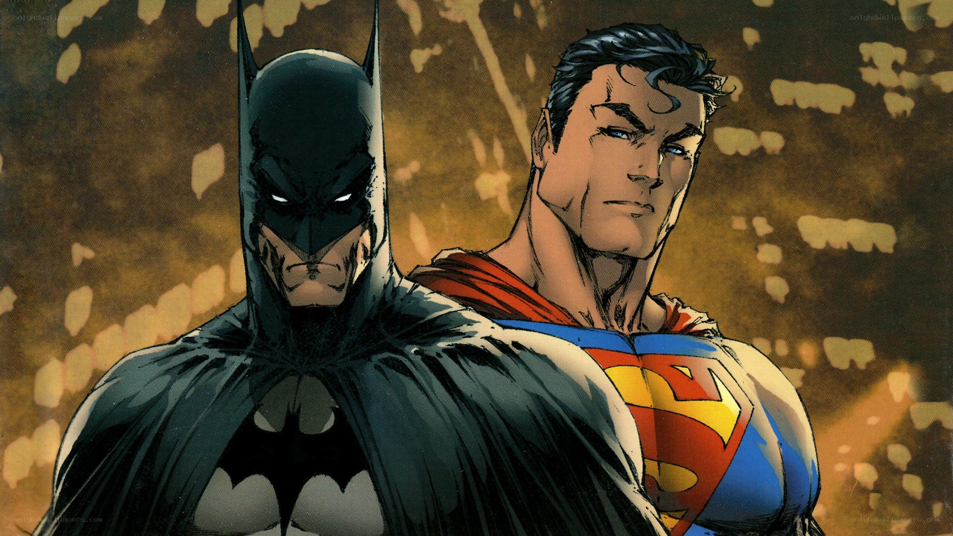 Batman and Superman standing together