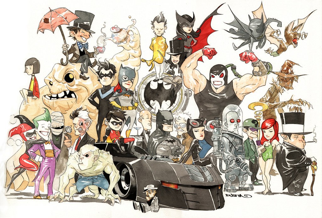 Batman and villains illustration