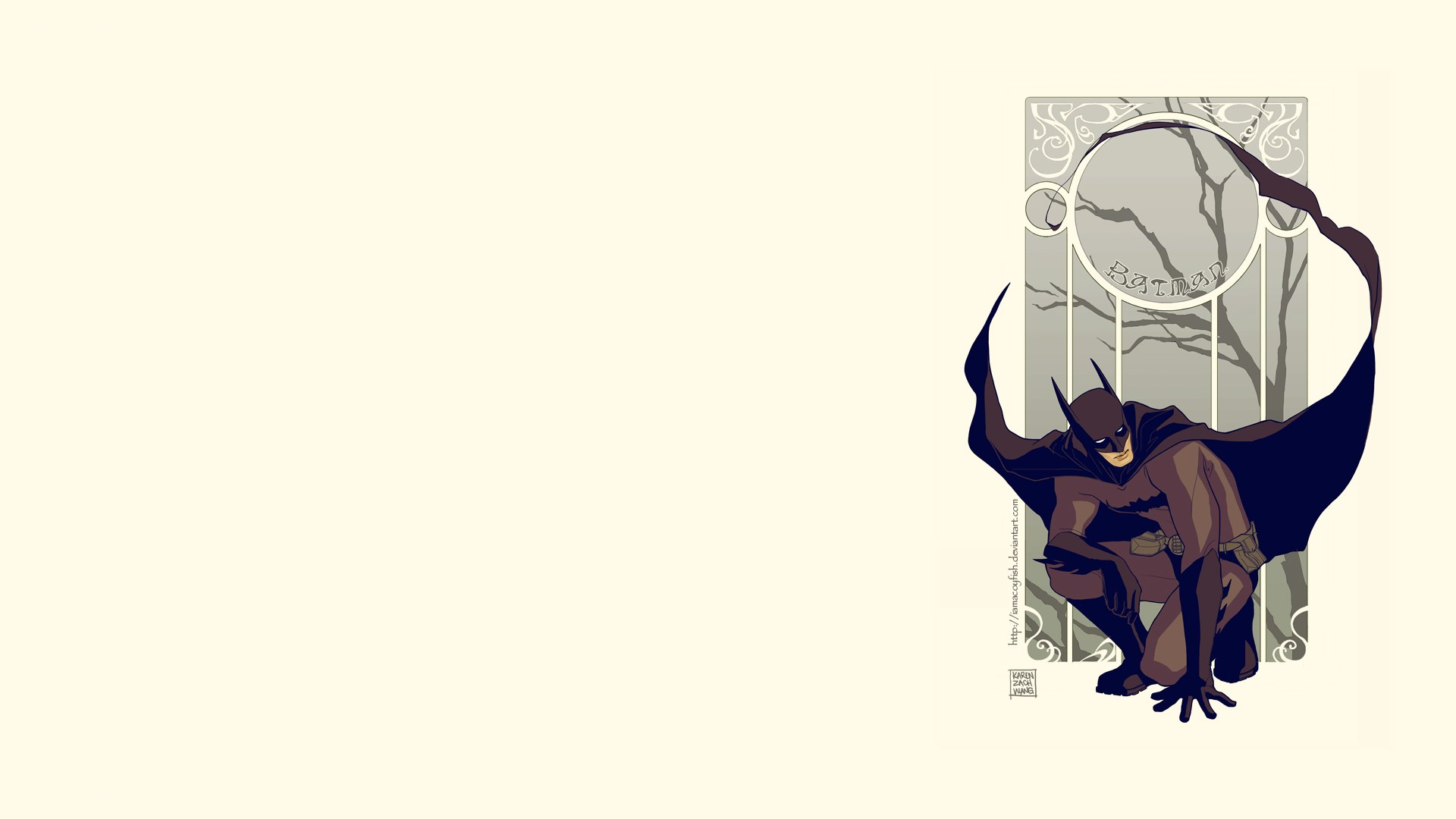 Batman art on cream background