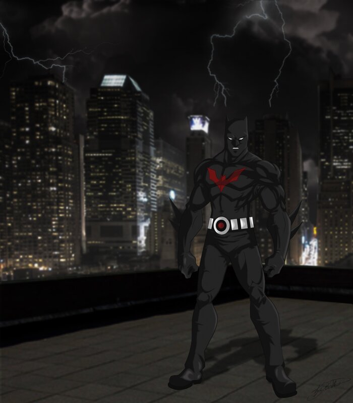 Batman Beyond on a rooftop