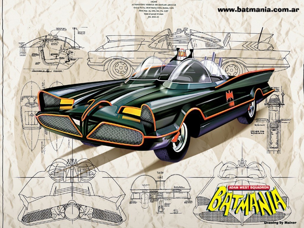 Batman car blueprint art