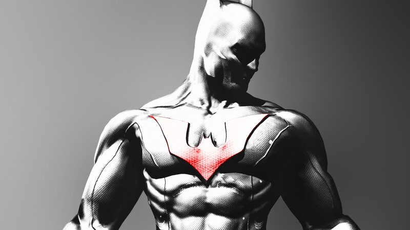 Batman Character — Black, Dramatic, Digital Art, Costume, Chest Emblem, White