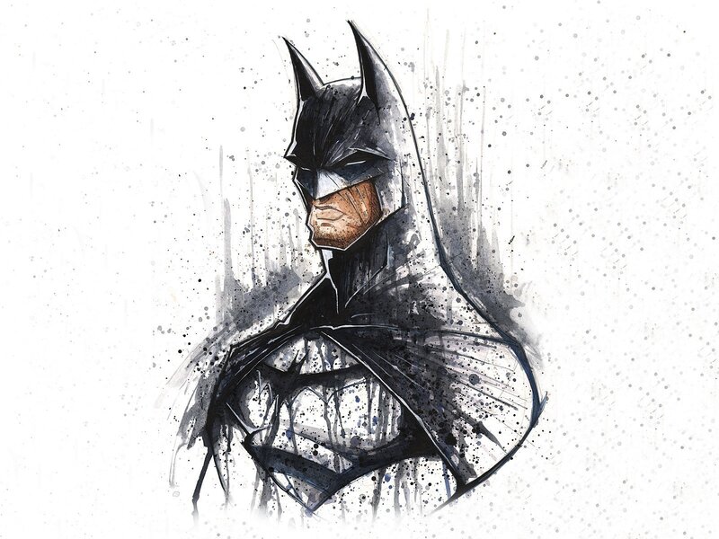 Batman Character Portrait — Black, Dramatic, Illustration