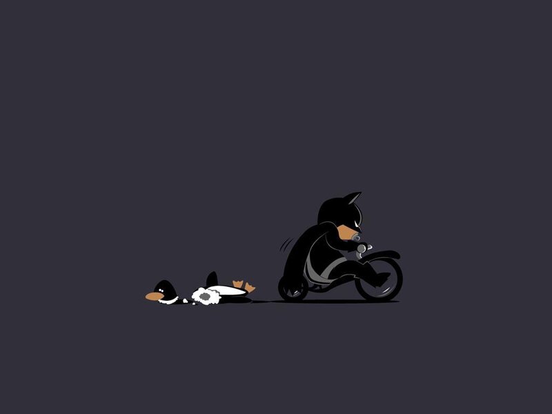 Batman chasing a penguin
