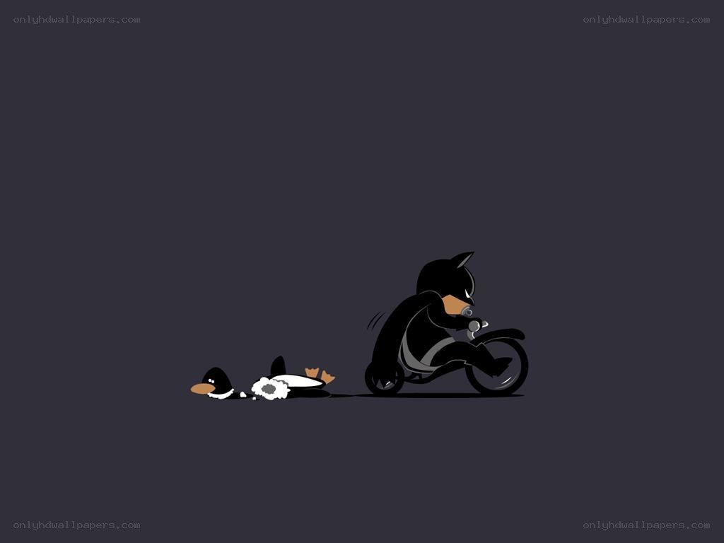 Batman chasing a penguin