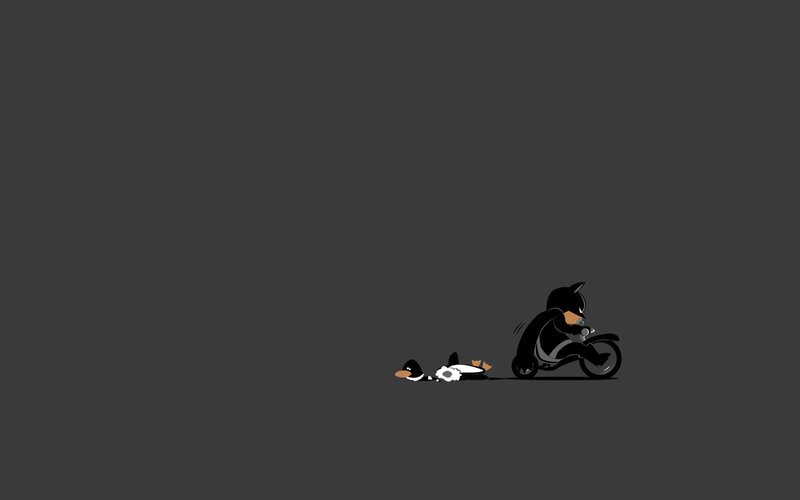 Batman chasing penguin on bike