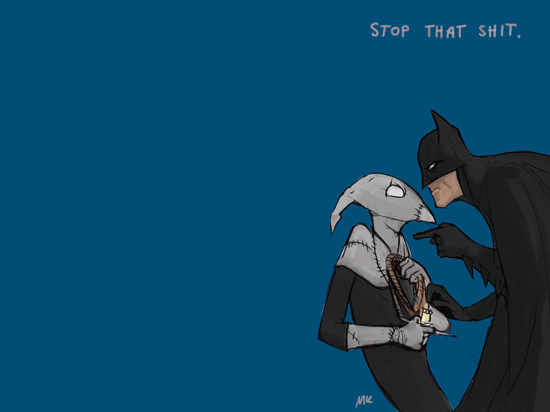Batman Confronting a Figure