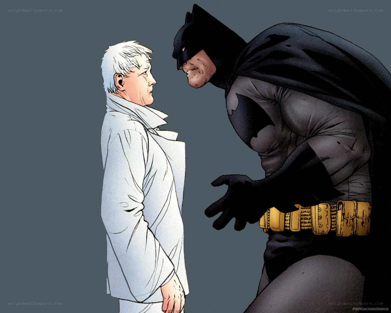 Batman confronts an older man