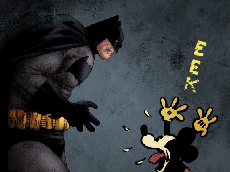 Batman confronts Mickey Mouse