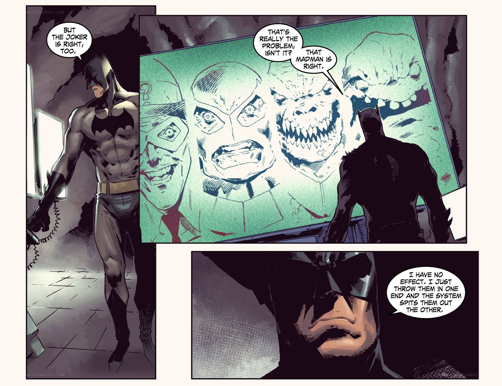 Batman contemplates villains