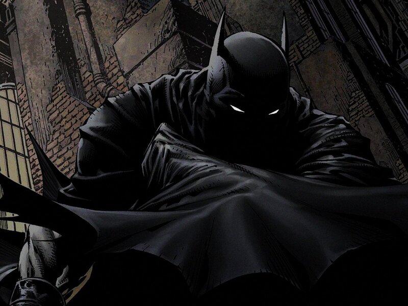 Batman Crouching in Alley — Black, Dark, Dramatic, Night