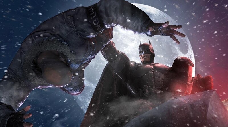 Batman Fighting a Man — Black, Dramatic, Night, 3d Render, Snow