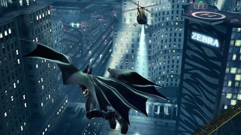 Batman Gliding Through City