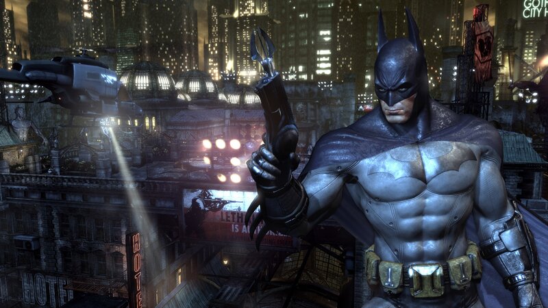 Batman Holding a Weapon — Gray