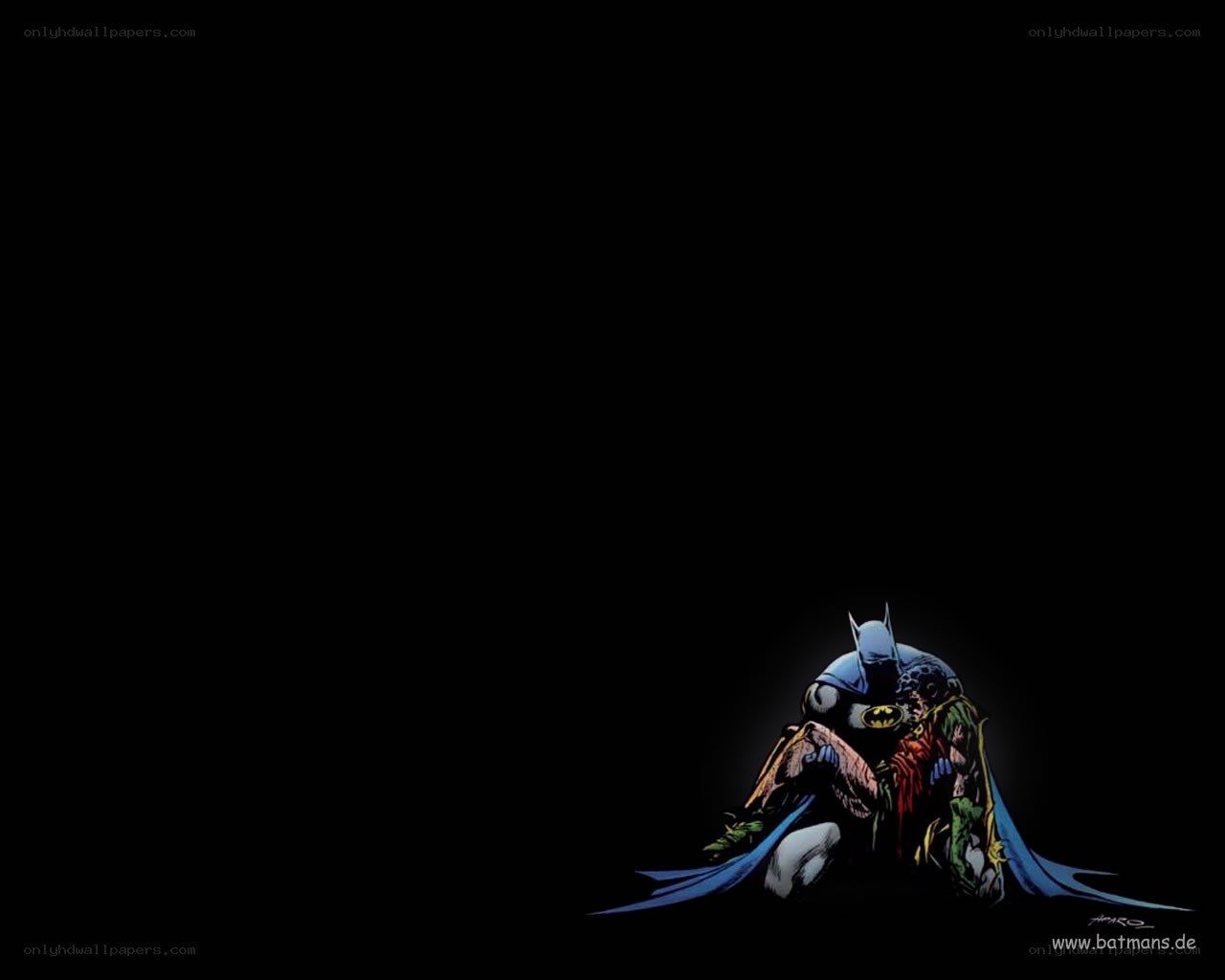 Batman holding Robin