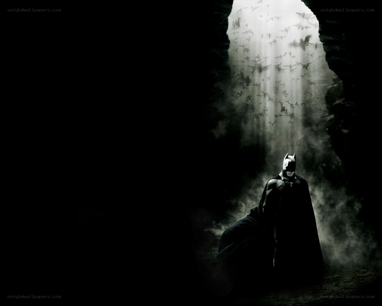 Batman in a cave with bats